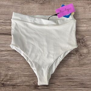 Hulya High Waist White Bikini Bottoms Size Medium NWT